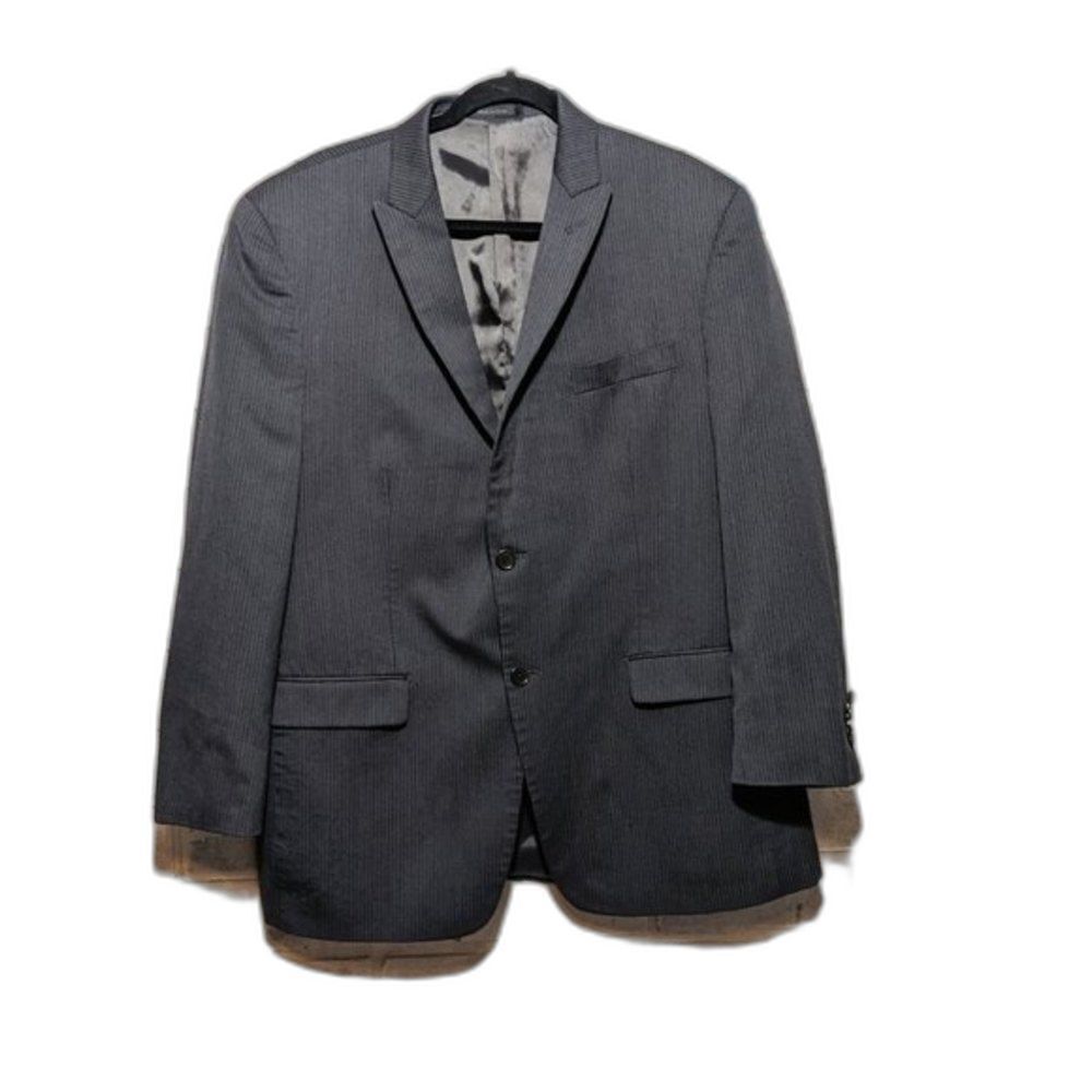 Ralph Lauren blazer dark grey pinstriped suit sports coat 100% wool sz 44R
